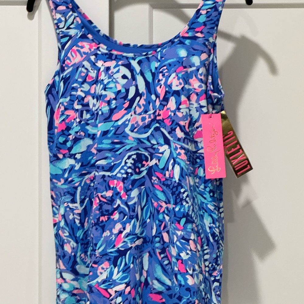Lilly Pulitzer Luxtetic Sunray Bra Tank.  Sz M. Royal Purple Party Wave. NWT.